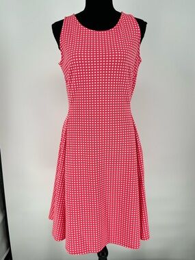 NEW YORK & COMPANY Sleeveless Pink Gingham Fit & Flare Dress